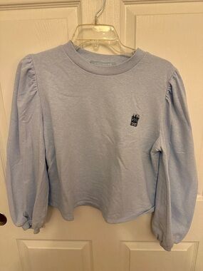 Hill House Light Blue Puff-Sleeve Crew Sweatshirt